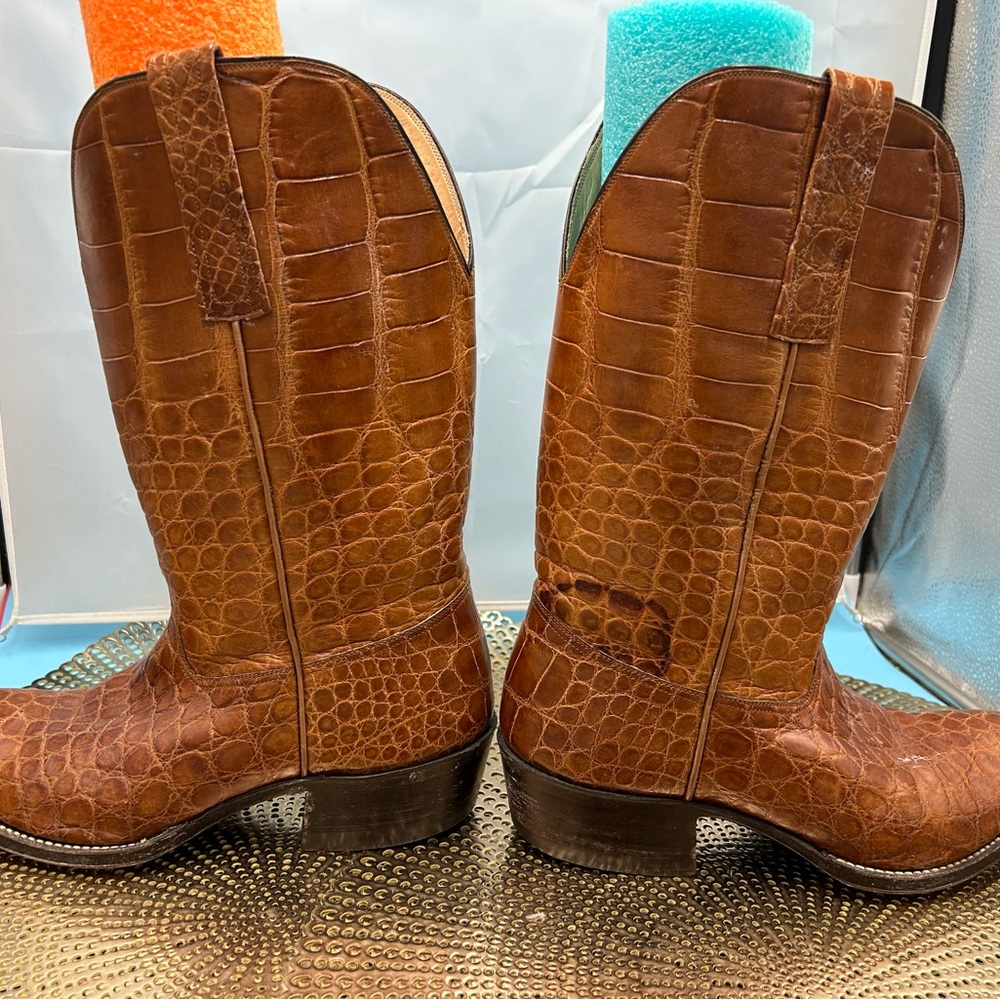 Handmade men 9 exotic croc print cowboy boots - Picture 10 of 12